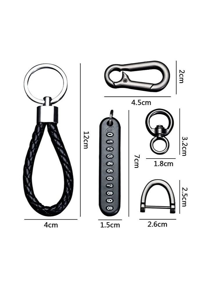 Car Keychain with Key Ring & Anti-Lost Phone Number Plate Key Chain Ring Holder Clip for Car Smart Key Fob Key