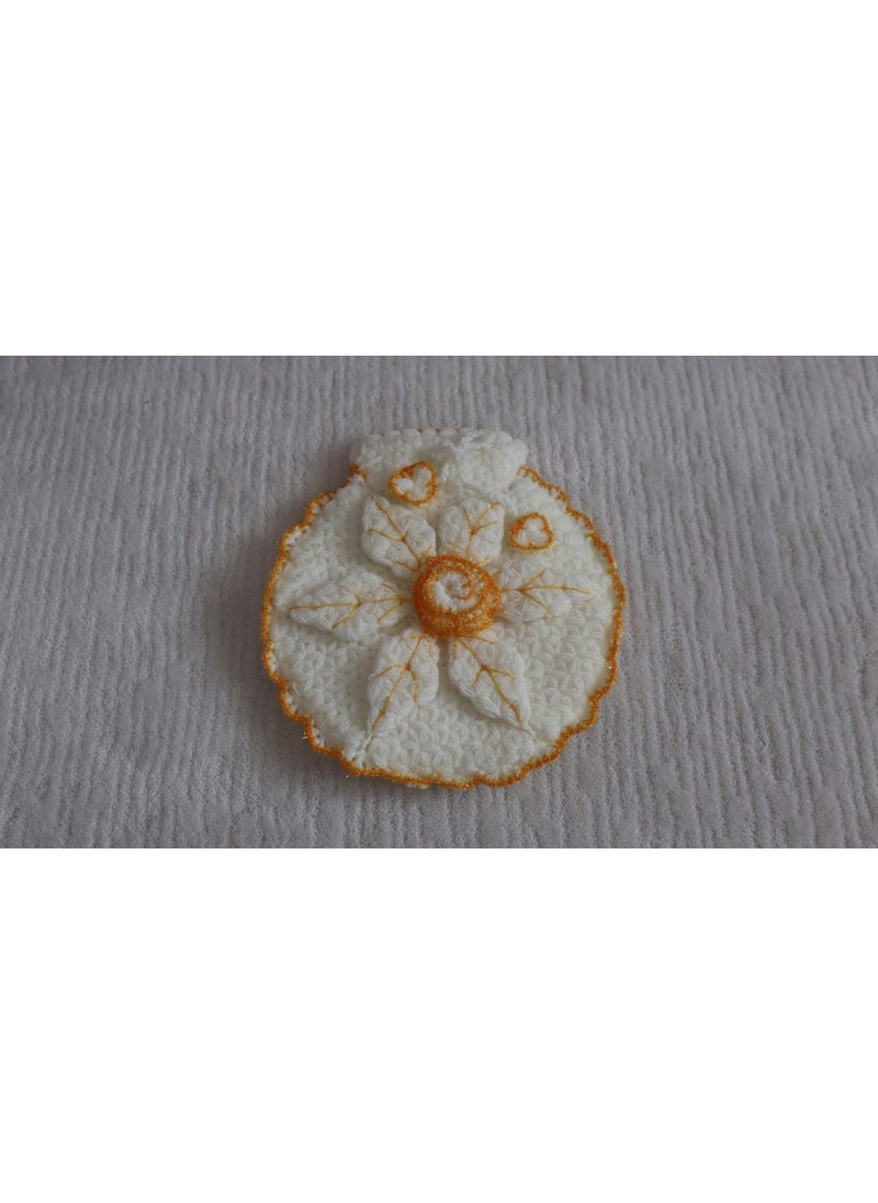 Mbmh Made By May Hand - MadeByMayHand Hand Knitted Bath Loofah Dowry Loofah GoldenYellow Glittery Round - Image 1