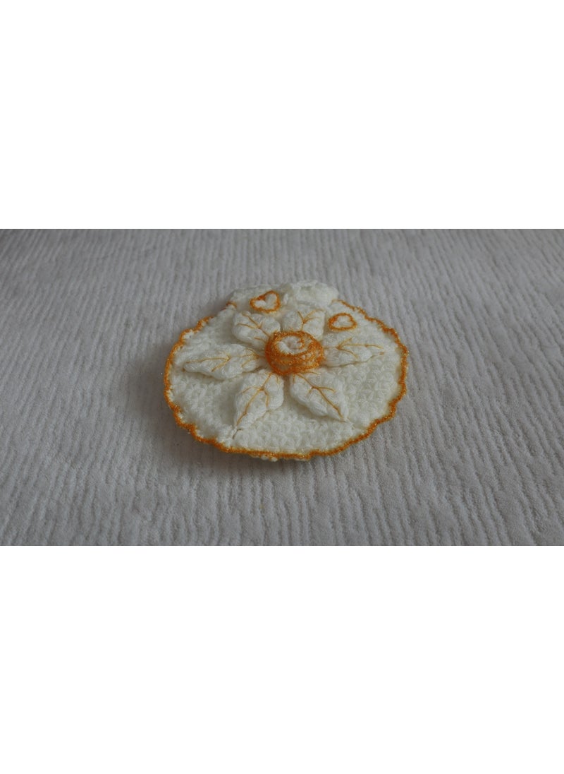 Mbmh Made By May Hand - MadeByMayHand Hand Knitted Bath Loofah Dowry Loofah GoldenYellow Glittery Round - Image 1