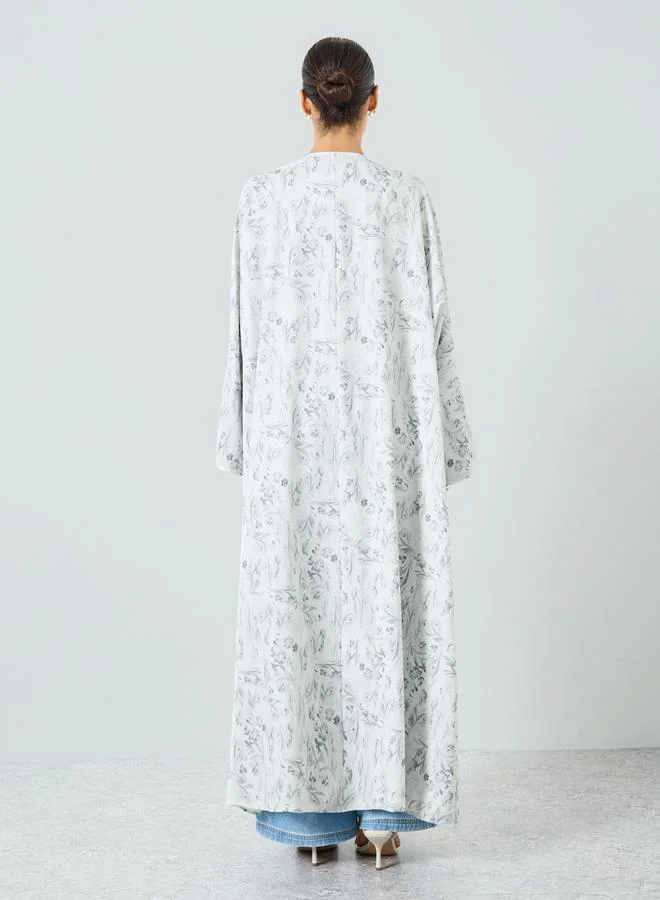 Take Two  Women Floral Printed Slit Sleeve Abaya for Women | Best Price UAE
