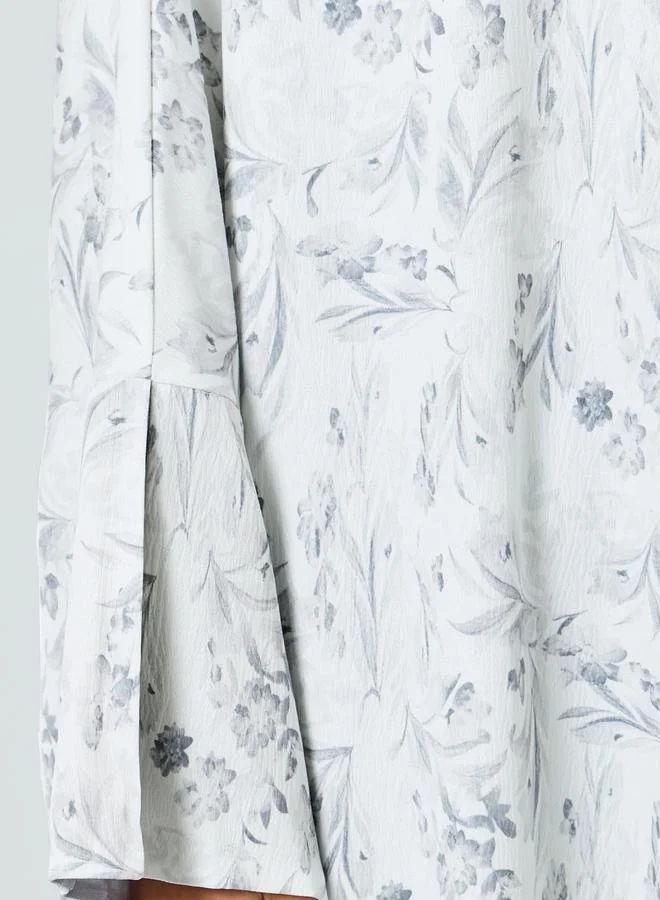 Take Two  Women Floral Printed Slit Sleeve Abaya for Women | Best Price UAE