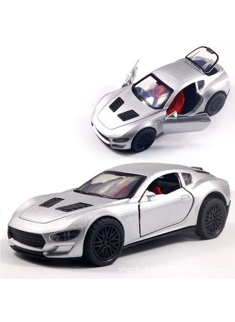 Off-Road Alloy Car Model Children's Toy Sound And Light Automobile Model Display Car For Boys Non-Radio Controlled Toys-Color:[Sound And Light Version] Ma Silver