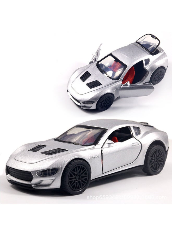 Off-Road Alloy Car Model Children's Toy Sound And Light Automobile Model Display Car For Boys Non-Radio Controlled Toys-Color:[Sound And Light Version] Ma Silver