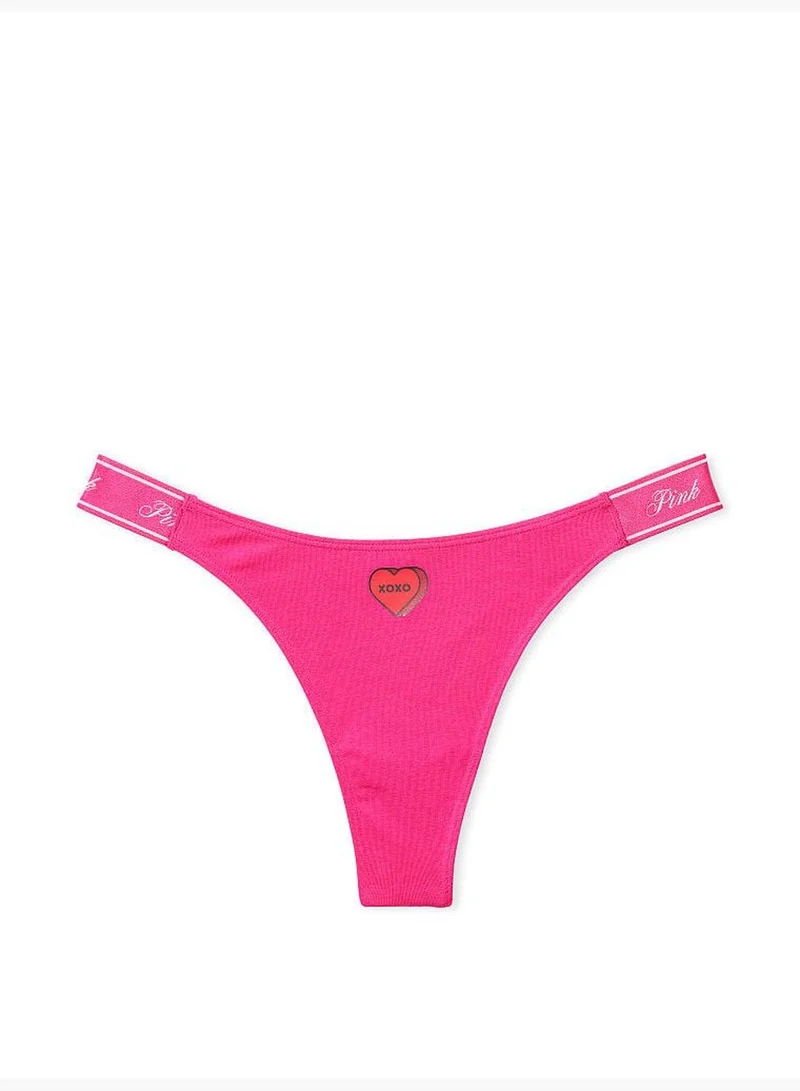 PINK Logo Cotton Scoop Thong Panty