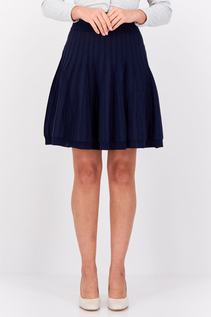 ESPRIT Women Seamless Pleated Mini Skirt, Navy - Image 1