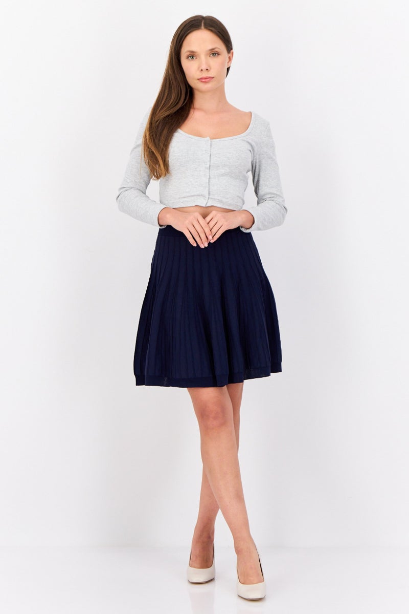 ESPRIT Women Seamless Pleated Mini Skirt, Navy - Image 4