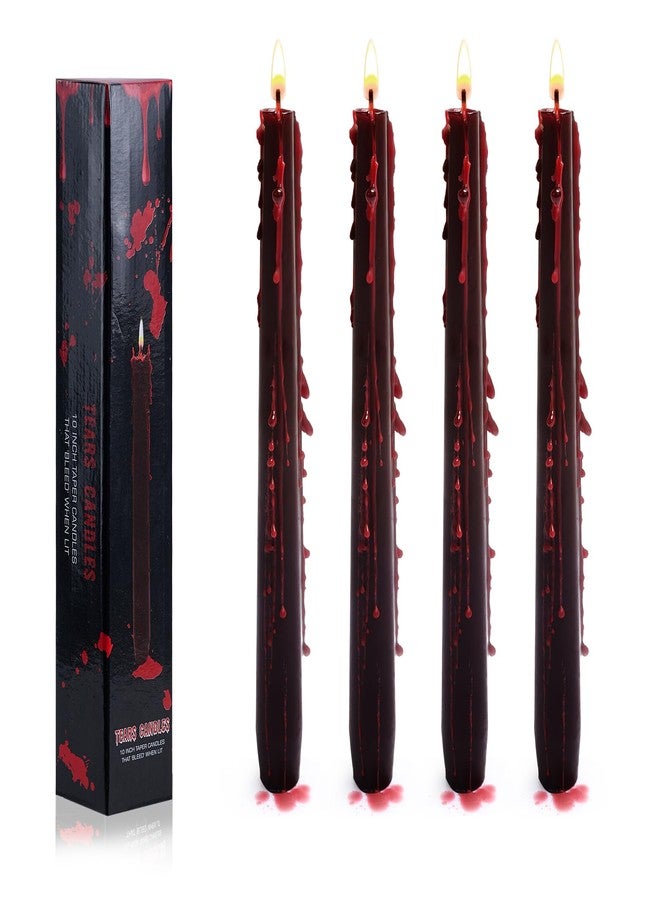 RGQSUN Set of 8 Halloween Bleeding Taper Candles 10 inch Black Taper Candles,Tears Taper Candle for Gothic Halloween Decoration - Image 1