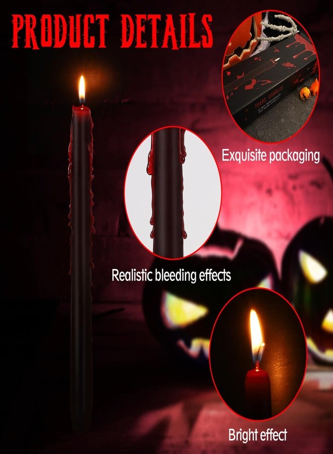 RGQSUN Set of 8 Halloween Bleeding Taper Candles 10 inch Black Taper Candles,Tears Taper Candle for Gothic Halloween Decoration - Image 3