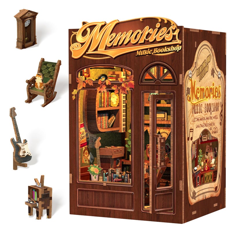 CUTEBEE Book Nook Kit DIY Miniature House Kits for Adult and Teens Dollhouse Mini Booknook Music House Bookshelf DIY Craft Gifts for Family and FriendsMemories Music Bookshop - Image 3