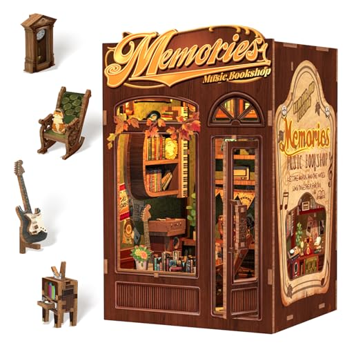CUTEBEE Book Nook Kit DIY Miniature House Kits for Adult and Teens Dollhouse Mini Booknook Music House Bookshelf DIY Craft Gifts for Family and FriendsMemories Music Bookshop - Image 1
