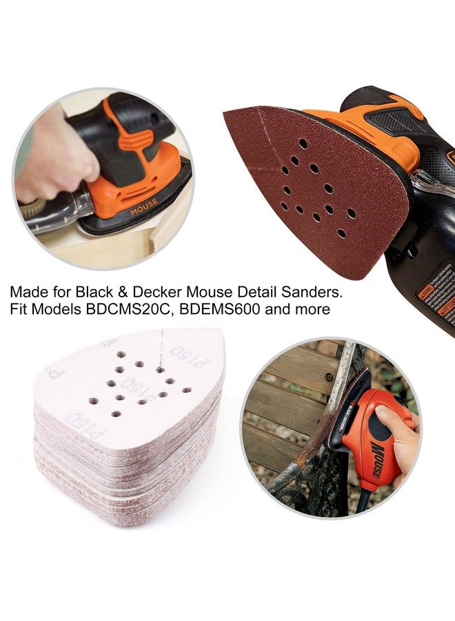 LotFancy LotFancy Sanding Pads for Black and Decker Mouse Sanders, 50PCS 60 80 120 150 220 Grit Sandpaper Assortment - 12 Hole Hook and Loop Detail Palm Sander Sanding Sheets Sand Paper  - Image 4