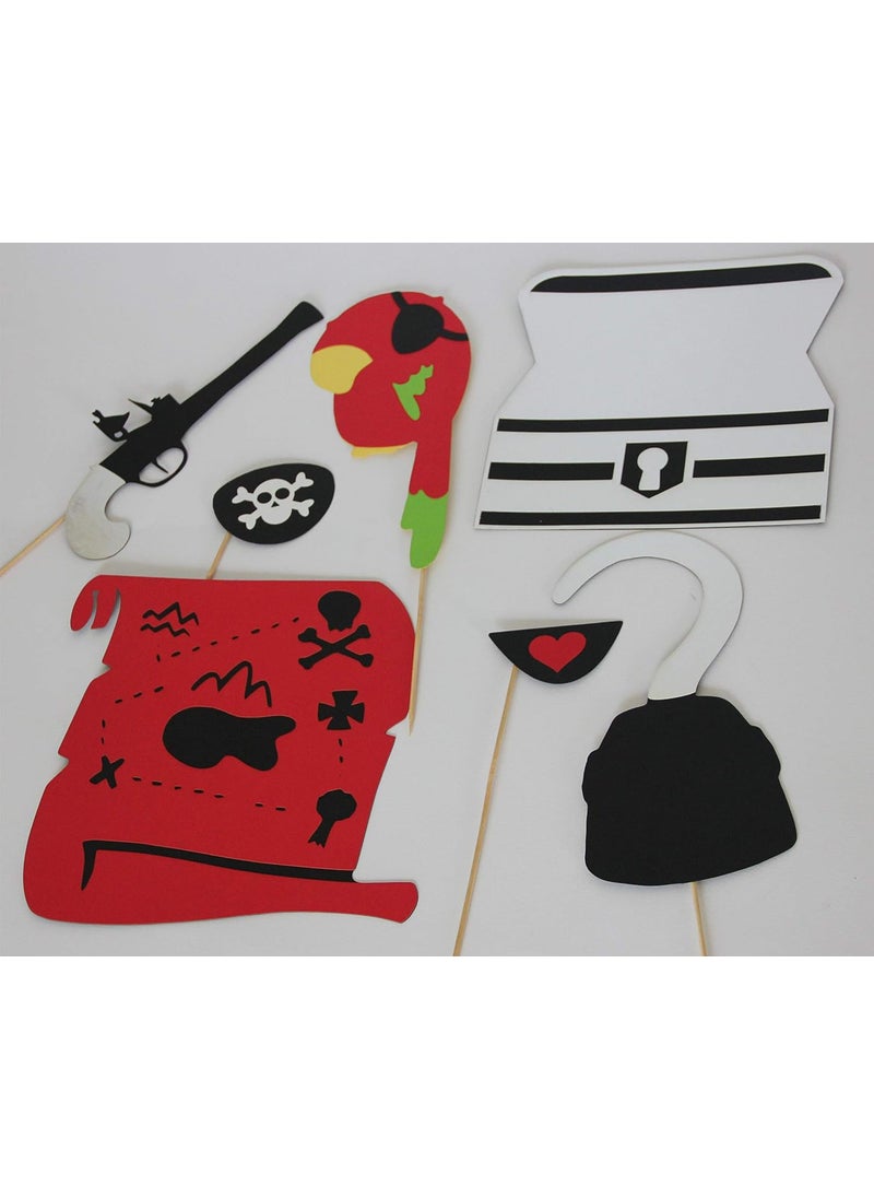 Pinfliers - Pinfliers Pirate Themed Paper Photo Booth Props, A Set of 15, Red, Black, White and Silver - Image 1