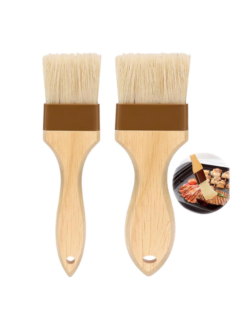 SYOSI Pastry Brush,2" &1.5" Basting Brush for Cooking,Natural Bristle Cooking Brush for Oil Sauce,Non-Shedding Pastry Brush for Baking,Kitchen Food Brush for BBQ Grill Barbecue Dishwasher Safe2PC  - Image 1