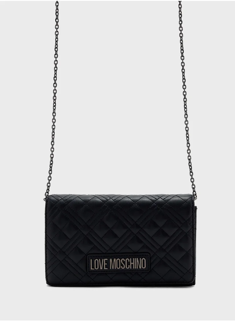 Love Moschino Chain Detailed Flap Over Clutche