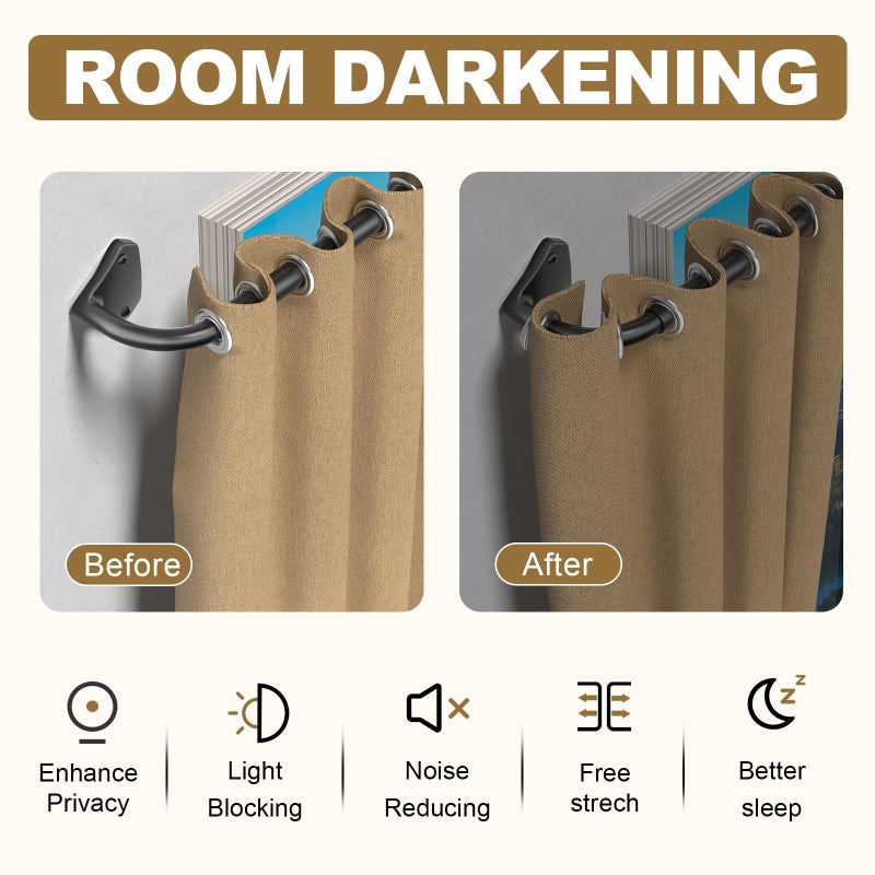 GXOACKJ Black Curtain Rods for Windows 28 to 60 inch, 5/8 inch Adjustable Wrap Around Blackout Curtain Rods for Bedroom & Outdoor - Image 2