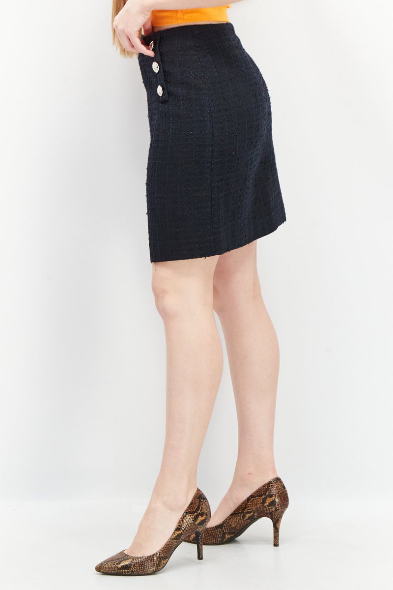 ESPRIT Women Regular Fit Textured Mini Skirt, Navy - Image 4