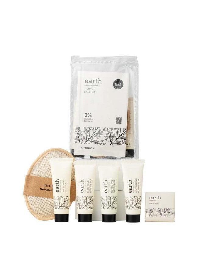 Kimirica Travel Kit Bath Set Earth Luxury Bath and Body Care Travel pouch| 6 in 1 self-care travel kit with a reusable pouch 100% Vegan - Image 1