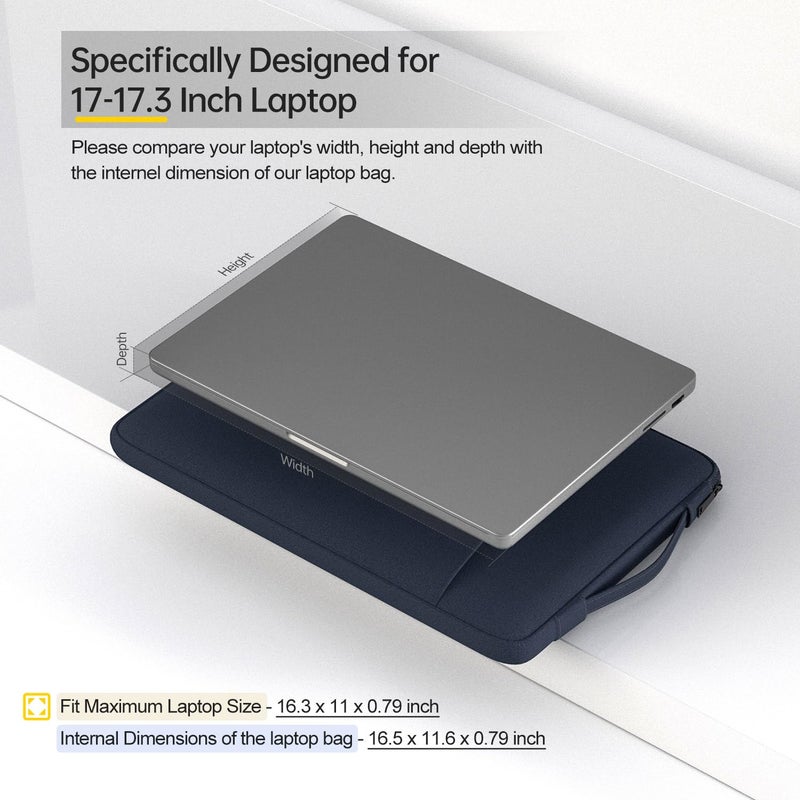 iKammo 17.3 Inch Laptop Bag, Waterproof Business Laptop Case for Dell Inspiron 17 7000 5000 3000/Dell G3, Acer Aspire 5 7/Acer Aspire E17/ Acer Predator Helios 300 PH317, MSI GF75 Sleeve Case(Blue) - Image 2
