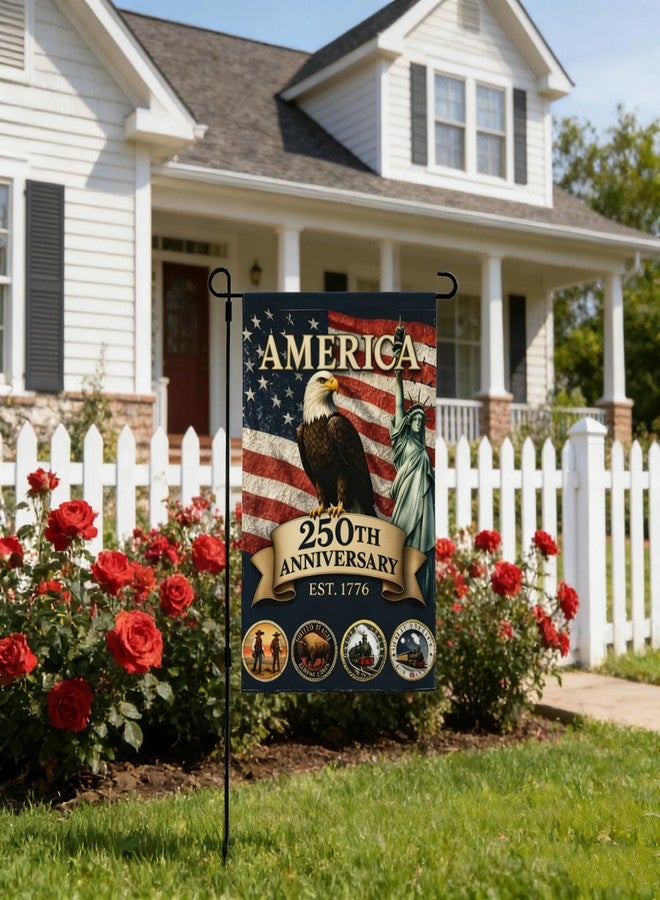 250th Anniversary Garden Flag 1776-2026, Eagle & Statue of, Patriotic Semiquincentennial Decor, 12x18 Inch, Outdoor Home Yard Patio, 1 Pcs - Image 2