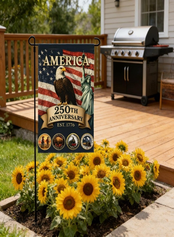250th Anniversary Garden Flag 1776-2026, Eagle & Statue of, Patriotic Semiquincentennial Decor, 12x18 Inch, Outdoor Home Yard Patio, 1 Pcs - Image 3