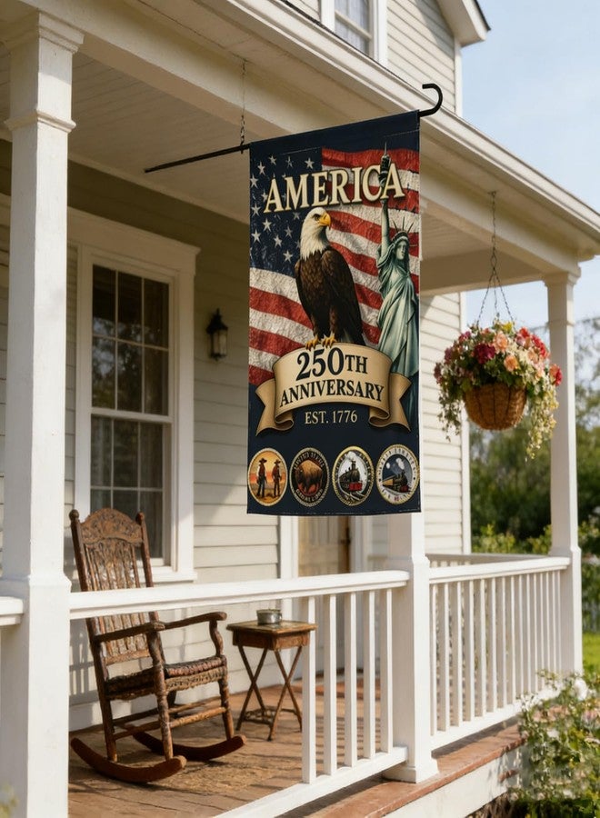 250th Anniversary Garden Flag 1776-2026, Eagle & Statue of, Patriotic Semiquincentennial Decor, 12x18 Inch, Outdoor Home Yard Patio, 1 Pcs - Image 5