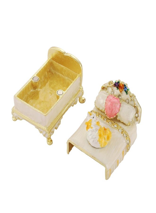 Furuida Cat Bed Shape Trinket Box Hand-Painted Small Jewelry Boxes Enamel Wedding Favor for Women - Image 2