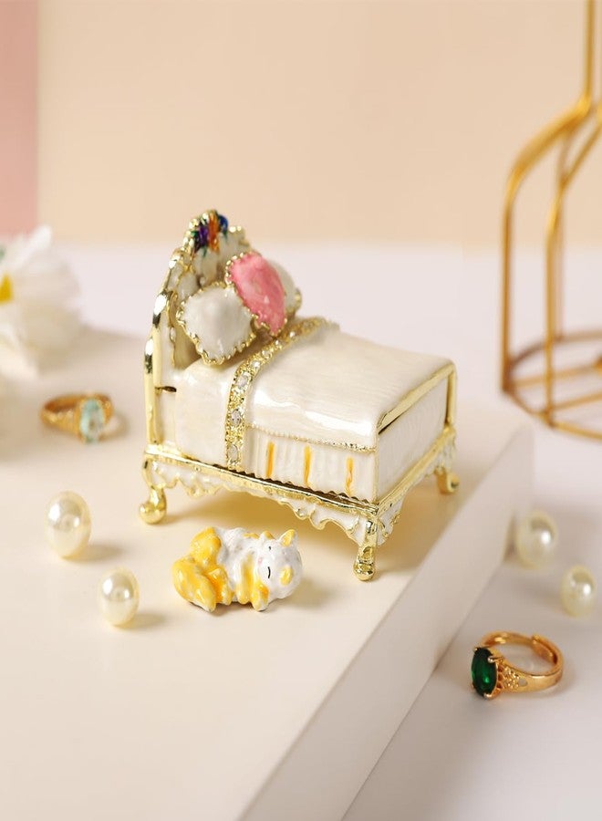 Furuida Cat Bed Shape Trinket Box Hand-Painted Small Jewelry Boxes Enamel Wedding Favor for Women - Image 3