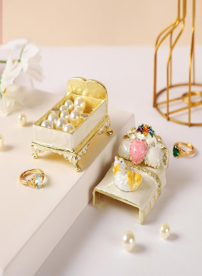 Furuida Cat Bed Shape Trinket Box Hand-Painted Small Jewelry Boxes Enamel Wedding Favor for Women - Image 5