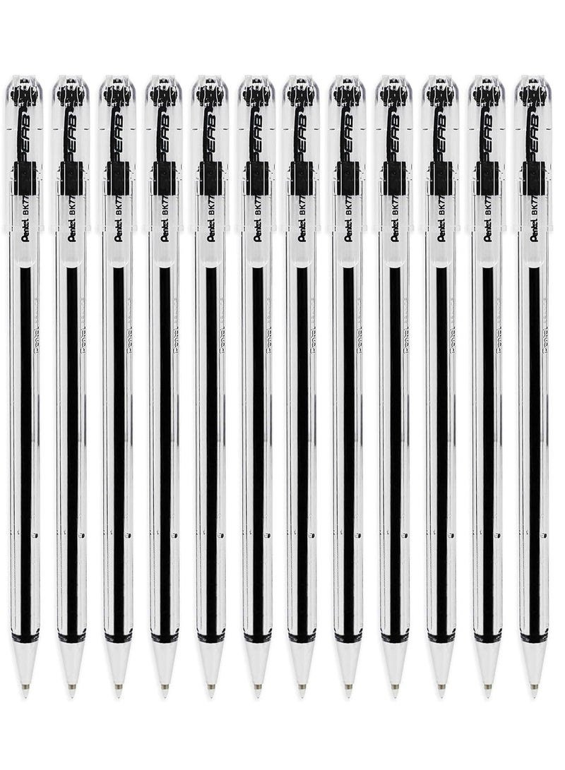 Pentel 12-Piece Superb BK77 Ballpoint Pen Fine 0.7mm Tip Black ink - Image 1