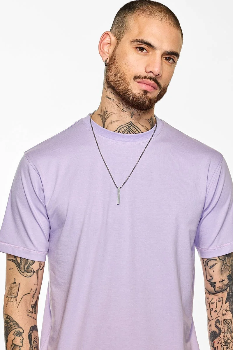 SNITCH Core Lab Lavender Solid Slim Fit T-Shirt