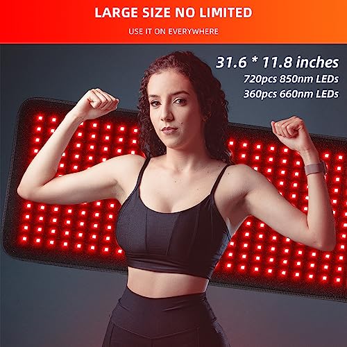 feangli Red Light Therapy, Infrared Light Therapy 31.6" * 11.8" Large Wrap Pad 360LEDs for Body Back Waist Knee Joint Pain Relief, Muscle Repair, Decrease Inflammation, Ideal Gift - Image 2
