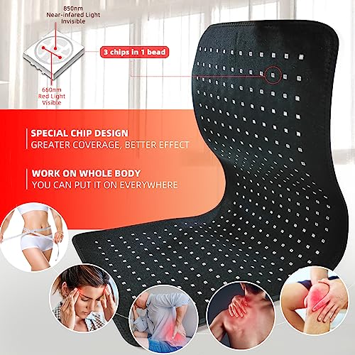 feangli Red Light Therapy, Infrared Light Therapy 31.6" * 11.8" Large Wrap Pad 360LEDs for Body Back Waist Knee Joint Pain Relief, Muscle Repair, Decrease Inflammation, Ideal Gift - Image 3