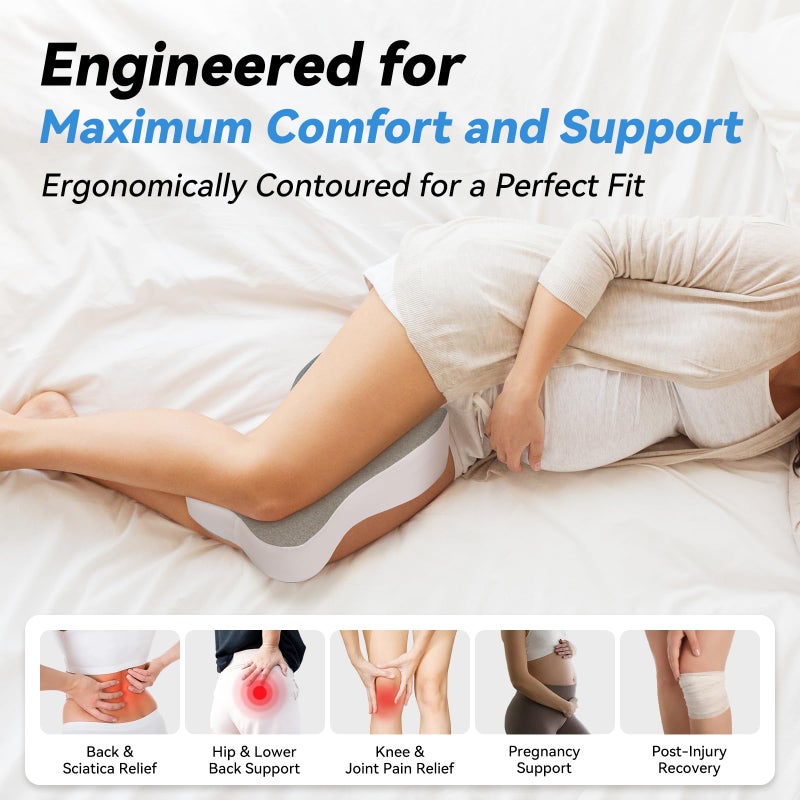 UJPFEO Knee Pillow for Side Sleepers,Leg Pillows for Sciatica,Knees,Hips,Joints Between Legs,Back Pain Relief When Side Sleeping Spine Alignment Support for Knee Surgery Recovery - Image 3
