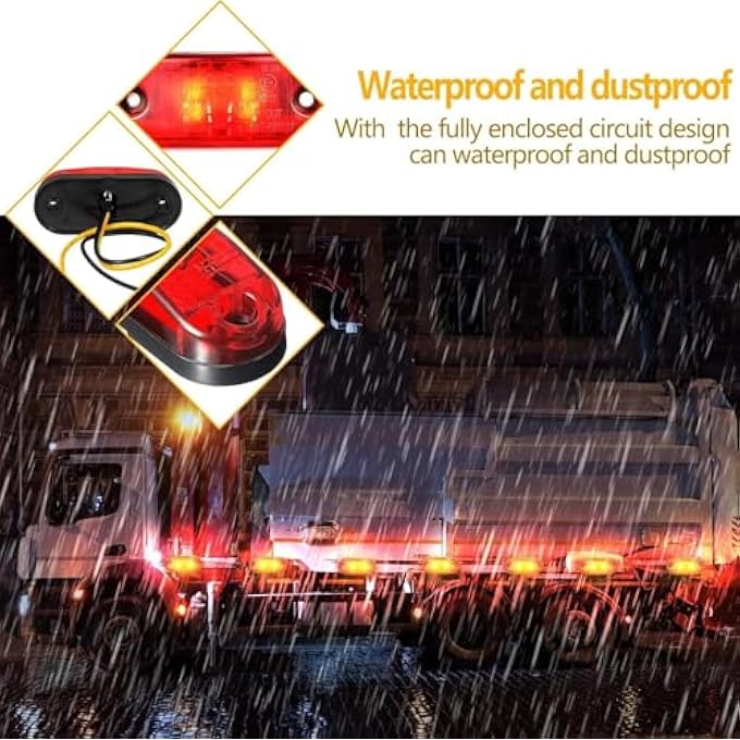 أكس سبرينج مجموعة مصابيح إشارة جانبية للمقطورة، 5 مصابيح كهرمانية و5 مصابيح ديود حمراء، مصابيح أمان LED عالية السطوع للمقطورات التجارية والمركبات الثقيلة - Image 4