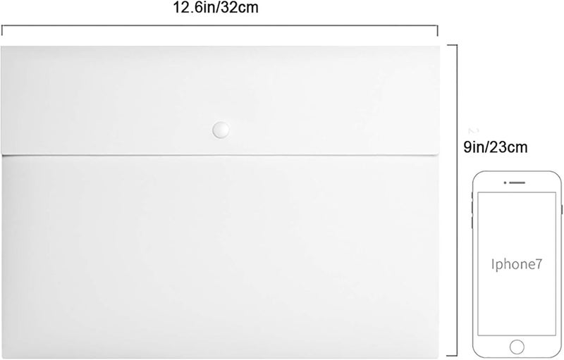 VANRA Poly File Folder Pockets File Jacket Plastic Envelope Flat Document Letter Organizer with Snap Button Closure A4 Letter Size (Pack of 5, White) - Image 2