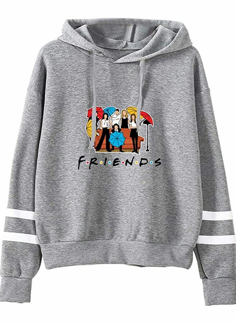 KASTWAVE Friends Hoodies for Women, Long Sleeve Drawstring Fleece Letters Print Hooded Pullovers - Image 1