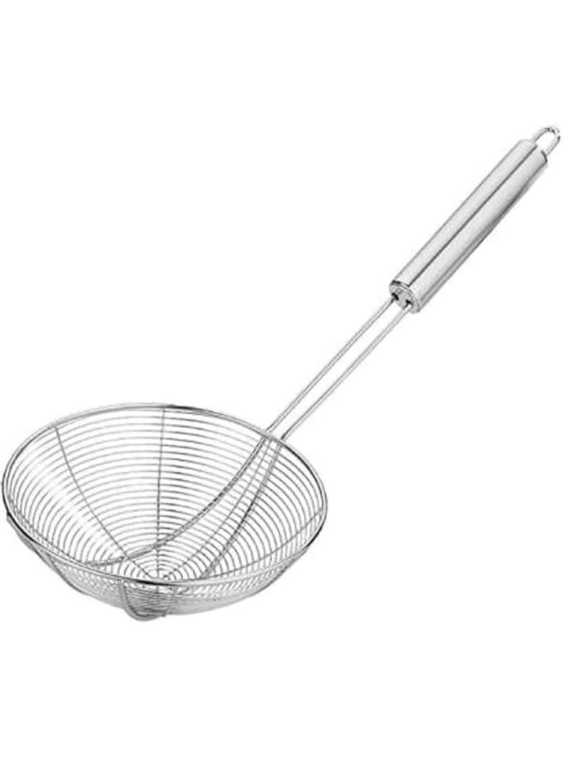 Brunchy Puri Jhara Oil Strai-ner Stainless Steel - Skimmer Strainer for Deep Frying, Durable Frying Strai-ner with Ergonomic Handle for Safe and Easy Cooking (Small) - Image 1