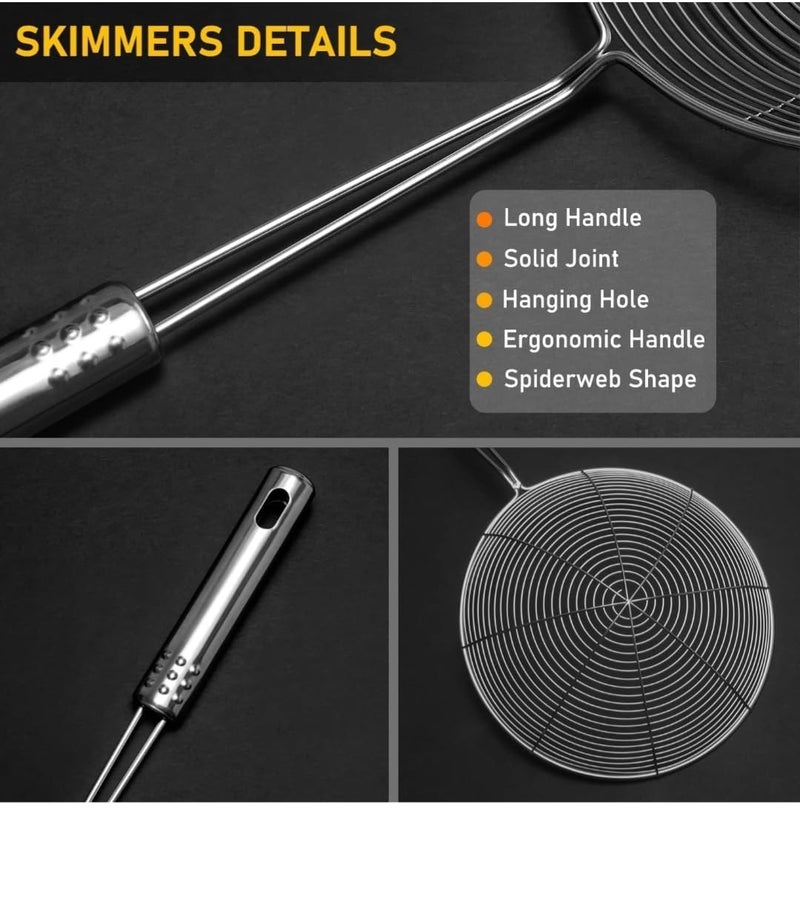 Brunchy Puri Jhara Oil Strai-ner Stainless Steel - Skimmer Strainer for Deep Frying, Durable Frying Strai-ner with Ergonomic Handle for Safe and Easy Cooking (Small) - Image 5