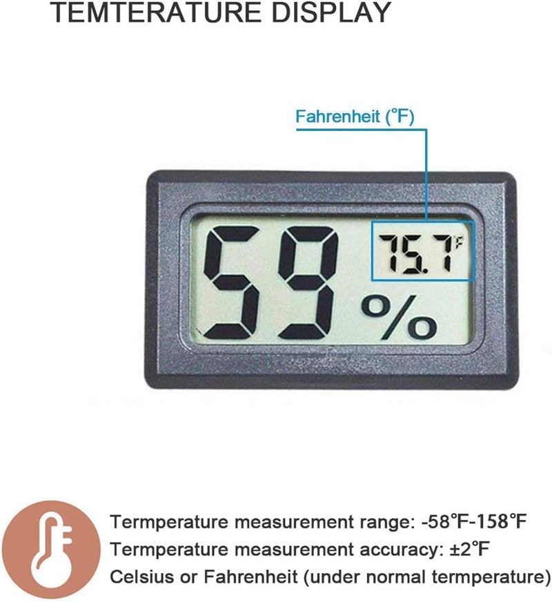 Veanic 4-Pack Mini Digital Temperature Humidity Meters Gauge Indoor Thermometer Hygrometer LCD Display Fahrenheit (℉) for Reptile Tank,Jars,Guitar Case,Greenhouse, Garden, Cellar, Fridge, Closet - Image 3