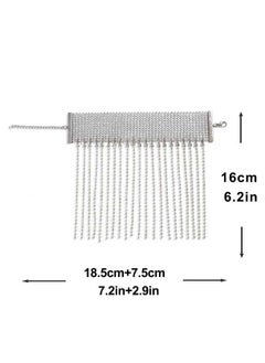ELABEST Rhinestone Ankle Bracelets Crystal Tassel Anklet 2Pcs Glitter Tennis Foot Chain Wedding Jewelry Accessories For Women And Girls(Silver)  - Image 2