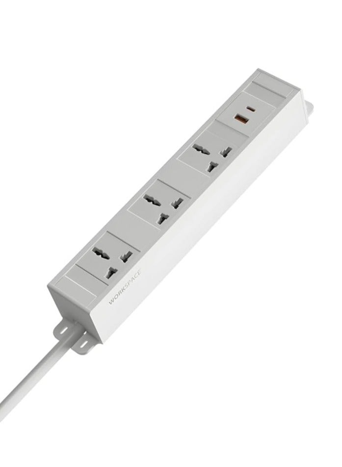 Interlinked Power Sockets WORKSPACE Interlink 3-Way Extended Power Socket with Superior Surge ...