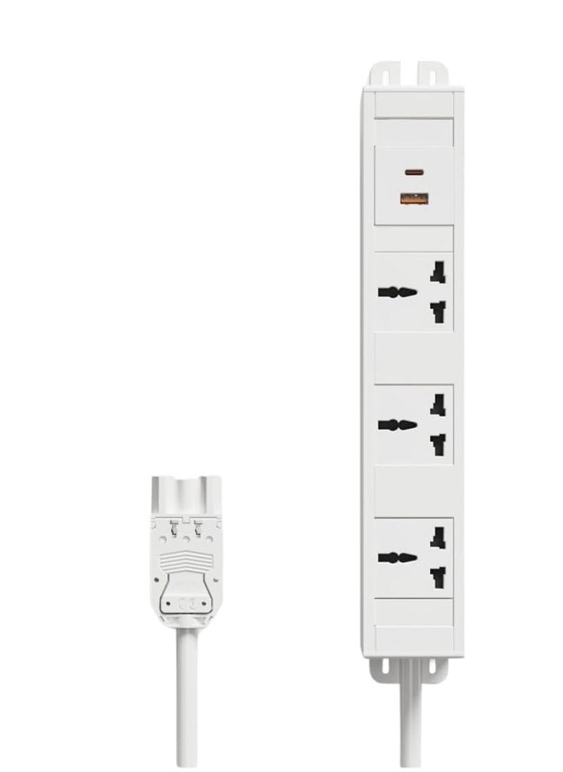 WORKSPACE Interlink 3-Way Extended Power Socket with Superior Surge Protection, 2 Fast Charging USB Ports 20W USB-C & USB-A 4-meters Extension Cord  - Image 2