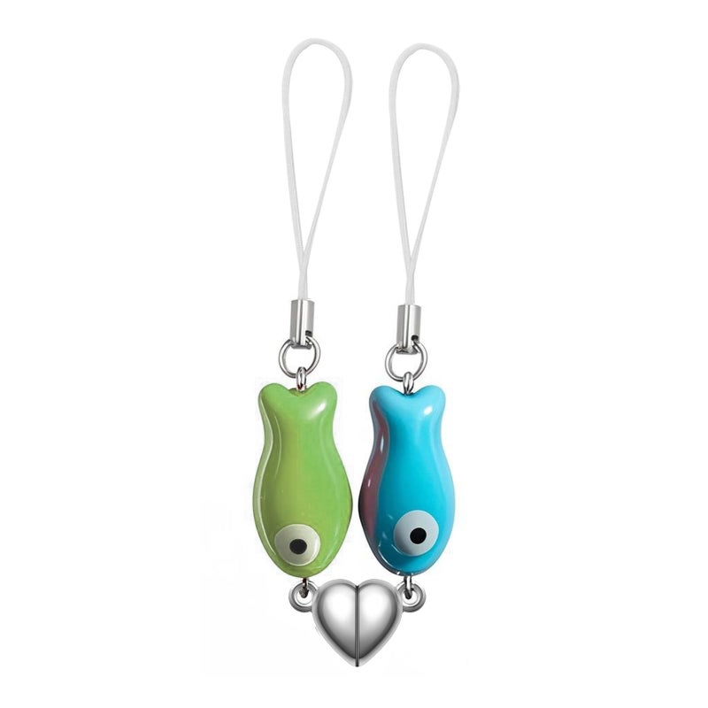 Colorful Fish Pendant Key Chain Valentine''s Day Gift Ceramic Lanyard Love Magnetic Couple Mobile Phone Chain Pendant - Image 2