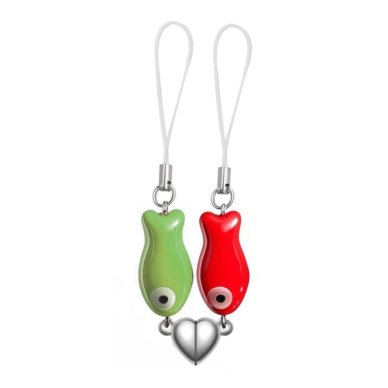Colorful Fish Pendant Key Chain Valentine''s Day Gift Ceramic Lanyard Love Magnetic Couple Mobile Phone Chain Pendant - Image 3