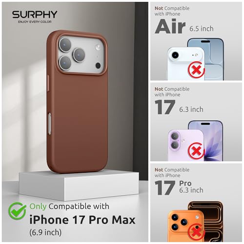 SURPHY Case for iPhone 17 Pro Max Case 69 inch 2025 Compatible with MagSafe Faux Leather 17 Pro Max Phone Cases Whit Soft Microfiber Lining Brown - Image 3