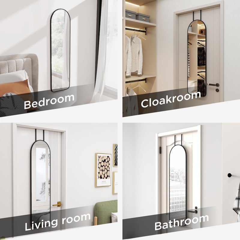 SCWF-GZ 47x14 Mirror Full Length Back Door Hanging or Wall Mounted Aluminum Metal Frame Arch Mirrors for Entryway Bedroom Bathroom Dressing Living Room 47 14 inch Black - Image 2