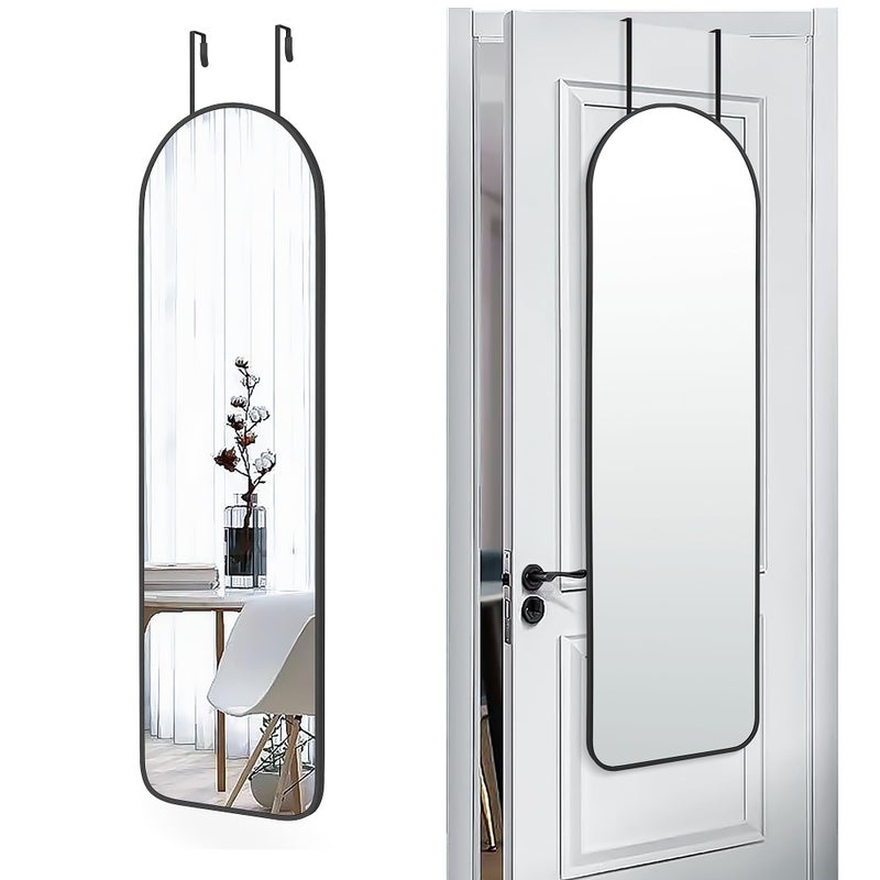 SCWF-GZ 47x14 Mirror Full Length Back Door Hanging or Wall Mounted Aluminum Metal Frame Arch Mirrors for Entryway Bedroom Bathroom Dressing Living Room 47 14 inch Black - Image 1