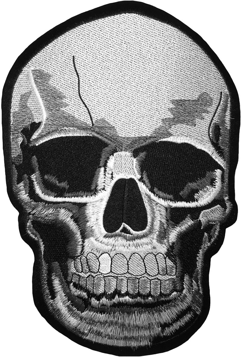Papapatch [Large Size] Papapatch Realistic Skull Dead Head Skeleton Bone Biker Motorcycle Chopper Jacket Vest Costume Embroidered Sew on Iron on Patch (Iron-Real-Skull-Large) - Image 1