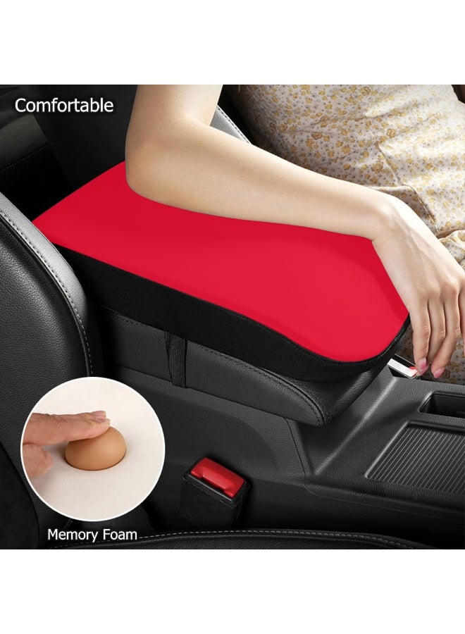 SPIDER Car Armrest Cushion Red and Black Memory Foam Support 33×19×5cm Center Console Pad with Soft Breathable Cover, Slow Rebound Elbow Rest, Anti-Slip Strap Fit for Cars SUVs Trucks, Protects Armrest from Wear Scratches Cracks, Universal Interior Comfort Accessory - Image 5