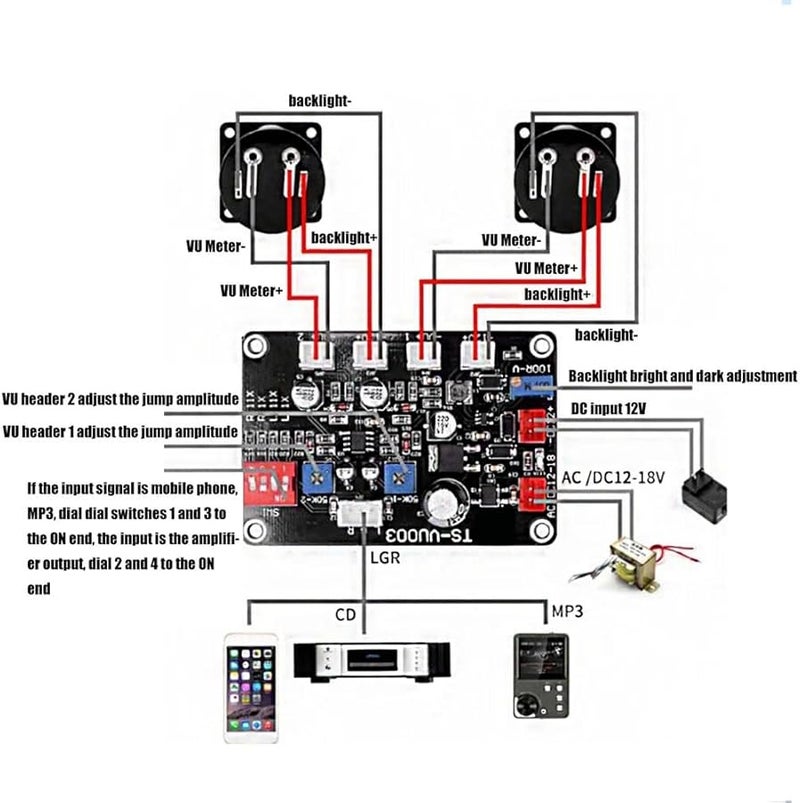 VU Meter Driver Board Adjustable Backlight High Frequency Low Pass Panel Accessories - Image 4